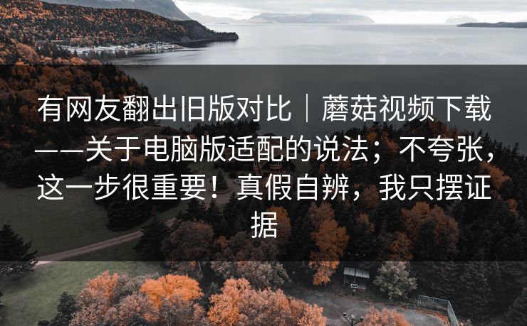 有网友翻出旧版对比｜蘑菇视频下载——关于电脑版适配的说法；不夸张，这一步很重要！真假自辨，我只摆证据