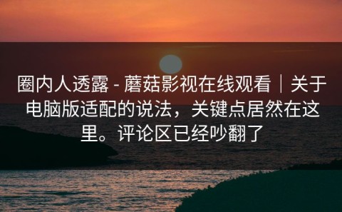 圈内人透露 - 蘑菇影视在线观看｜关于电脑版适配的说法，关键点居然在这里。评论区已经吵翻了