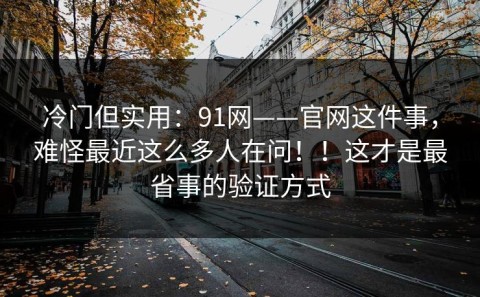 冷门但实用：91网——官网这件事，难怪最近这么多人在问！！这才是最省事的验证方式