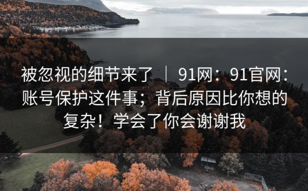 被忽视的细节来了 ｜ 91网：91官网：账号保护这件事；背后原因比你想的复杂！学会了你会谢谢我